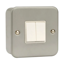 Click Scolmore Essentials Metal Clad 2 Gang 2 Way 10A Switch (No K/O) - CL012B
