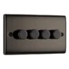 BG Nexus Metal Black Nickel Quadruple Intelligent Led Dimmer Switch, 2-Way Push On/Off - NBN84
