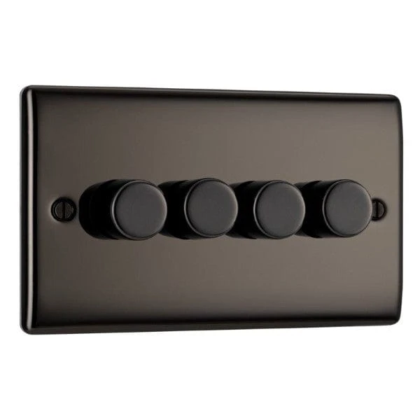BG Nexus Metal Black Nickel Quadruple Intelligent Led Dimmer Switch, 2-Way Push On/Off - NBN84 2 BG Nexus Metal Black Nickel Quadruple Intelligent Led Dimmer Switch, 2-Way Push On/Off - NBN84