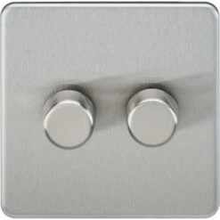 Knightsbridge Screwless 2G 2-way 10-200W (5-150W LED) Trailing Edge Dimmer - Brushed Chrome - SF2182BC