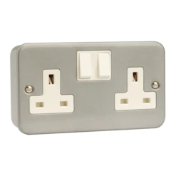 Click Scolmore Essentials Metal Clad 2 Gang Double Pole 13A Switched Socket - CL036