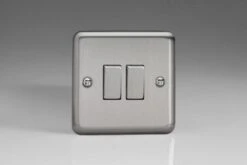 Varilight Classic 2 Gang Rocker Switch With Decorative Insert (Double XS2D) - Matt Chrome - XS2D