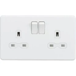 Knightsbridge Screwless 13A 2G DP Switched Socket - Matt White - SFR9000MW