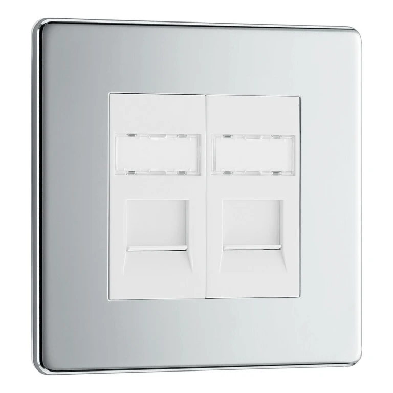 BG Flat Plate Polished Chrome Rj45 Data Skt 2G - FPCRJ452 3 BG Flat Plate Polished Chrome Rj45 Data Skt 2G - FPCRJ452