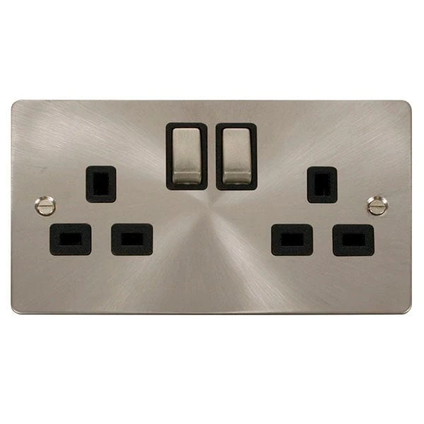 Click Scolmore Define Brushed Steel 2 Gang Double Pole Switch 13A With Black Ingot - FPBS536BK 3 Click Scolmore Define Brushed Steel 2 Gang Double Pole Switch 13A With Black Ingot - FPBS536BK