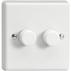Varilight V-Pro 2x250W 2 Gang 2 Way Dimmer Switch - White - JQP252W