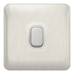 Schneider® Schneider LSD 1G 20AX Double Pole Switch White Insert Stainless Steel - GGBL2010WSSS