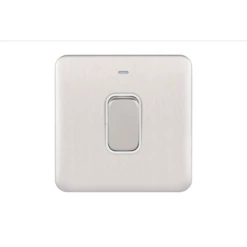 Schneider® Schneider LSD 1G 50A Double Pole Switched With LED Indicator White Insert Stainless Steel - GGBL4011WSS