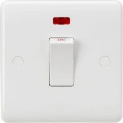 Knightsbridge Curved Edge 45A 1G DP Switch With Neon (White Rocker) - White - CU8331NW