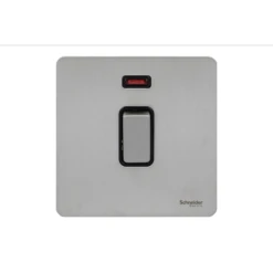 Schneider® Schneider USFP 20A Double Pole Switched & Neon Black Insert Stainless Steel - GU2411BSS