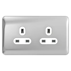 Schneider® Schneider LSD 2G 13A Unswitched Socket White Insert Polished Chrome - GGBL3060WPCS