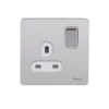 Schneider® Schneider USFP 13A Double Pole 1G Switched Socket White Insert Stainless Steel - GU3410DWSS