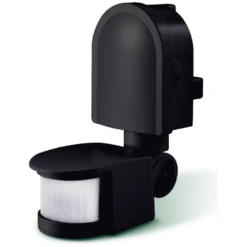 Luceco Guardian Exterior Ip44 Wall Mounted Tilt And Swivel Day & Night Pir Motion Sensor - 180 Degree - Pir/Lux - Black - LGIP44