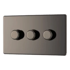 BG Screwless Flatplate Black Nickel Triple Intelligent Led Dimmer Switch, 2-Way Push On/Off - FBN83