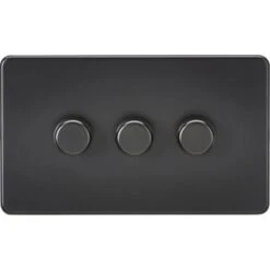 Knightsbridge Screwless 3G 2-way 10-200W (5-150W LED) Trailing Edge Dimmer - Matt Black - SF2183MBB