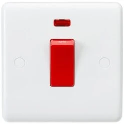 Knightsbridge Curved Edge 45A DP Switch With Neon (small) - White - CU8331N