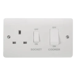 Click Scolmore Mode 45A 1 Gang Cooker Switch & Plug Socket Polar White - CMA504