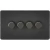 Knightsbridge Screwless 4G 2-way 10-200W (5-150W LED) Trailing Edge Dimmer - Matt Black - SF2184MBB