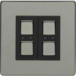 LightwaveRF 230V 2 Gang Master Dimmer - Black Chrome - JSJSLW420BLK