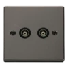 Click Scolmore Deco 2 Gang Isolated Co-Axial Socket - VPBN159BK