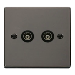 Click Scolmore Deco 2 Gang Isolated Co-Axial Socket - VPBN159BK