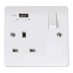 Click Scolmore Mode 13A 1 Gang USB 2.1 Plug Socket Polar White - CMA771U