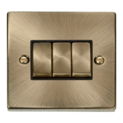 Click Scolmore Deco Ingot 3 Gang 10AX 2 Way Plate Switch - VPAB413BK