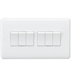 Knightsbridge Curved Edge 10AX 6G 2-Way Switch - White - CU4200