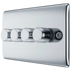 BG Nexus Metal Polished Chrome Quad Intelligent Led Dimmer Switch, 2-Way Push On/Off - NPC84