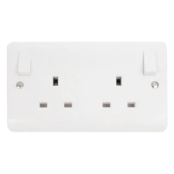 Click Scolmore Mode 15A 2 Gang Outboard Plug Socket Polar White - CMA836