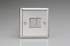 Varilight Classic 2 Gang 2 Way Rocker Switch With Metal Rockers (Single XC2D) - Polished ChromeVaril - XC2D