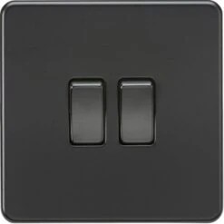 Knightsbridge Screwless 10AX 2G 2-Way Switch - Matt Black With Black Rockers - SF3000MBB