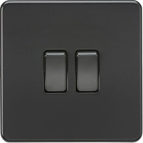 Knightsbridge Screwless 10AX 2G 2-Way Switch - Matt Black With Black Rockers - SF3000MBB 3 Knightsbridge Screwless 10AX 2G 2-Way Switch - Matt Black With Black Rockers - SF3000MBB