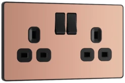 BG Evolve Polished Copper Double Switched 13A Power Socket - PCDCP22B -Led Lighting Shop PCDCP22B PCDCP Part BG PCDCP22B 0100 LA BASE