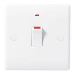BG Nexus White Double Pole Switch With Indicator 20A - 831