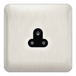 Schneider® Schneider LSD 1G 2A Round Pin Unswitched Socket Black Insert Stainless Steel - GGBL3070BSS