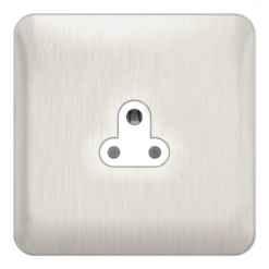 Schneider® Schneider LSD 1G 2A Round Pin Unswitched Socket White Insert Stainless Steel - GGBL3070WSS