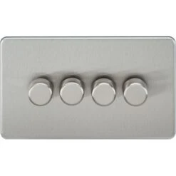 Knightsbridge Screwless 4G 2-way 10-200W (5-150W LED) Trailing Edge Dimmer - Brushed Chrome - SF2184BC