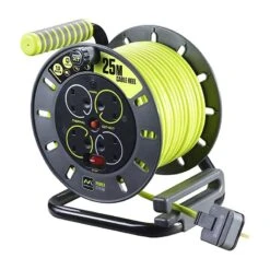 BG Masterplug 4 Socket 25M 13A Open Cable Reel, Green - OMU25134SL-PX