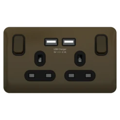 Schneider® Schneider LSD 2G 13A SP 2x USB Black Insert Mocha Bronze - GGBL30202USBABMBS