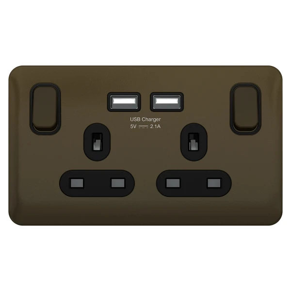 Schneider® Schneider LSD 2G 13A SP 2x USB Black Insert Mocha Bronze - GGBL30202USBABMBS 3 Schneider® Schneider LSD 2G 13A SP 2x USB Black Insert Mocha Bronze - GGBL30202USBABMBS