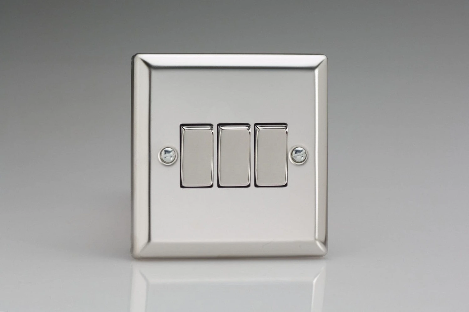 Varilight Classic 3 Gang 2 Way Rocker Switch With Metal Rockers (Single XC3D) - Polished Chrome - XC3D 3 Varilight Classic 3 Gang 2 Way Rocker Switch With Metal Rockers (Single XC3D) - Polished Chrome - XC3D