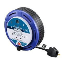 Masterplug 4 Socket 5M 10A Cassette Cable Reel - Blue - SCT0510-4BL-MP
