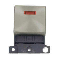 Click Scolmore MiniGrid 20A Double-Pole Switch Ingot Module & Neon Satin Chrome - MD023SC