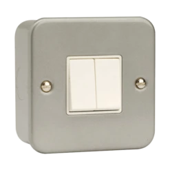 Click Scolmore Essentials Metal Clad 2 Gang 2 Way 10A Switch - CL012