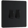 BG Evolve Matt Black Double Light Switch 20A 16AX 2 Way - PCDMB42B