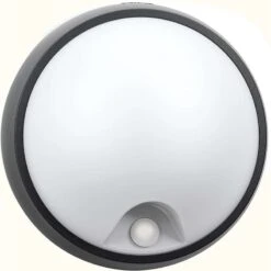 Philips Eagle 3.5W LED Round Flush Outdoor Wall Light With PIR Black - Warm White - 915004494001