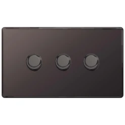 BG Nexus Flatplate Screwless Black Nickel 4 Gang 2 Way Intelligent Leading Edge Dimmer Switch Push On/Off - FBN84P