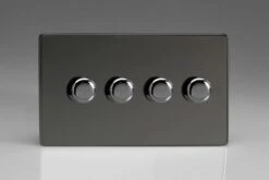 Varilight 4 Gang 2 Way Push On/Off Rotary LED Dimmer 4 X 0 120W (1 10 LEDs) (Twin Plate) - JDiDP254S