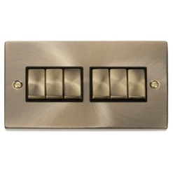 Click Scolmore Deco Ingot 6 Gang 10AX 2 Way Plate Switch - VPAB416BK